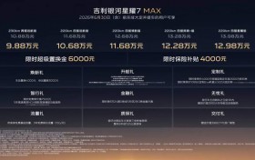 吉利银河星耀7 MAX上市，权益后上市限时指导价9.88万起，重新定义中级轿车新标杆！
